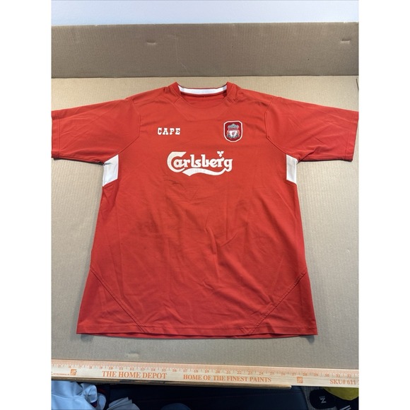 vintage red carlsberg liverpool football club jersey, See Size Measurements